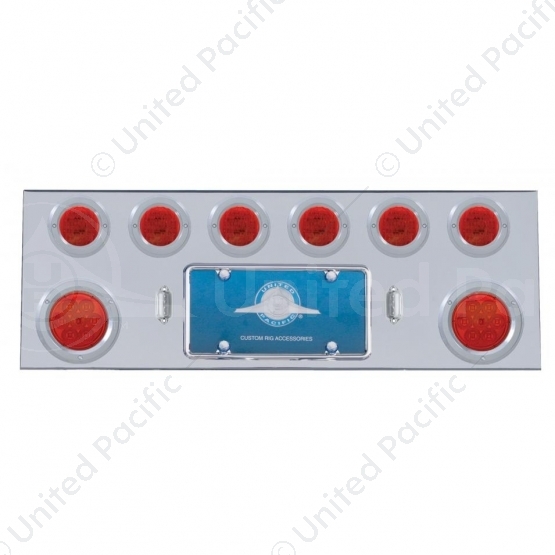SS Rear Center Panel With 2X 7 LED 4" Reflector Light & 6X 13 LED 2.5" Light & Bezel -Red LED & Lens