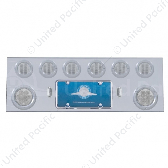 SS Rear Center Panel With 2X 7 LED 4" Reflector Light & 6X 13 LED 2.5" Light & Bezel -Red LED/Clear