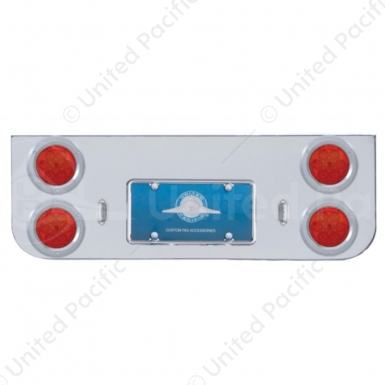 Chrome Rear Center Panel With Four 7 LED 4" Reflector Lights & Bezels - Red LED/Red Lens