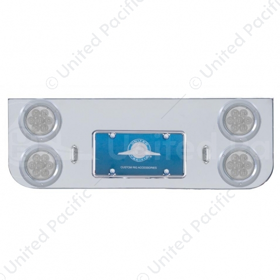 Chrome Rear Center Panel With Four 7 LED 4" Reflector Lights & Bezels - Red LED/Clear Lens