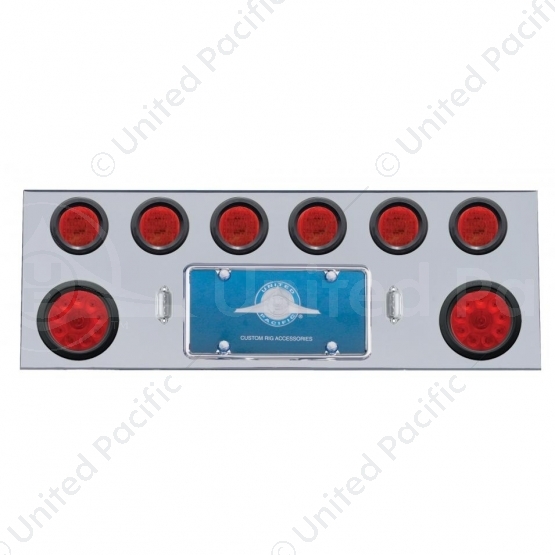 SS Rear Center Panel With 2X 10 LED 4" Lights & 6X 13 LED 2.5" Lights -Red LED & Lens