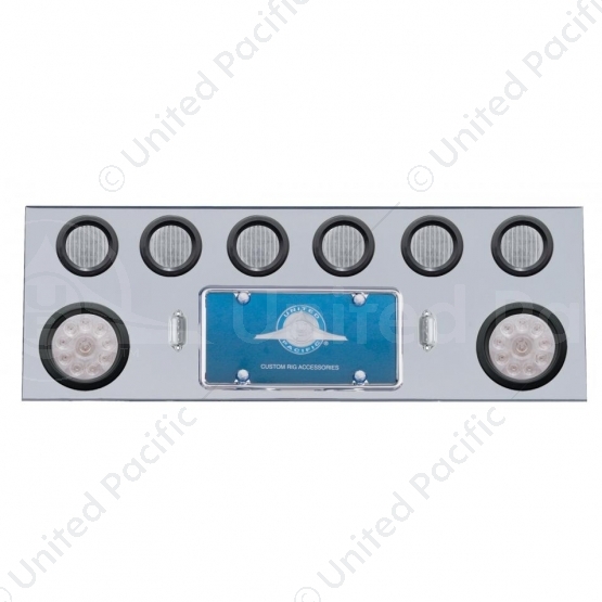 SS Rear Center Panel With 2X 10 LED 4" Lights & 6X 13 LED 2.5" Lights -Red LED/Clear Lens