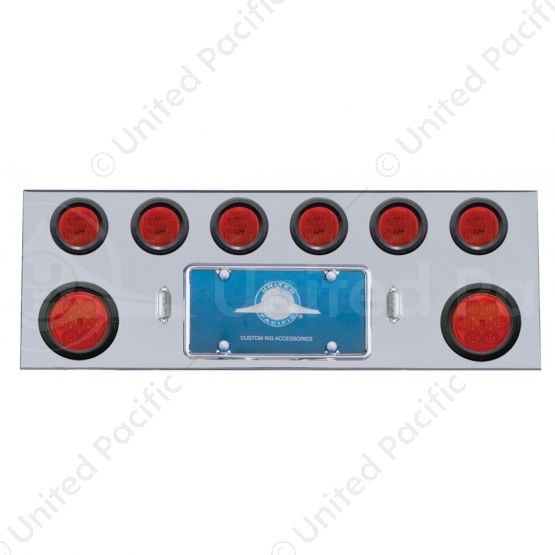 SS Rear Center Panel With 2X 7 LED 4" Reflector Lights & 6X 13 LED 2.5" Lights -Red LED & Lens