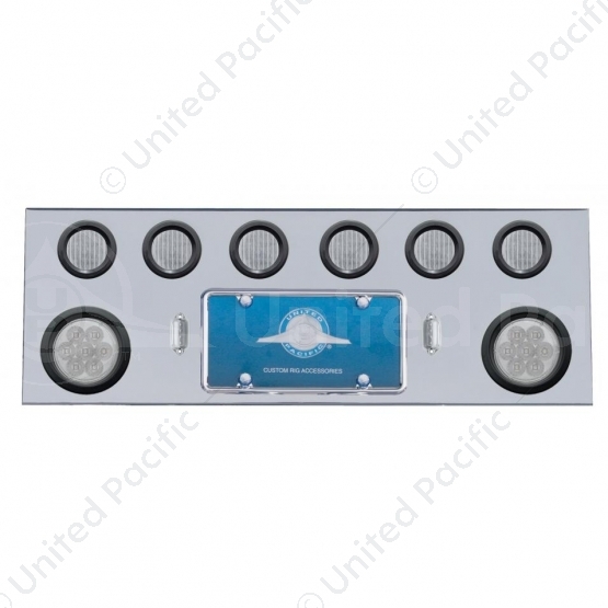 SS Rear Center Panel With 2X 7 LED 4" Reflector Lights & 6X 13 LED 2.5" Lights -Red LED/Clear Lens