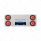33-3/4" Stainless Rear Center Panel With Four 10 LED 4" Lights & Grommets - Red LED/Red Lens