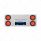 33-3/4" Stainless Rear Center Panel With Four 7 LED 4" Reflector Lights & Grommets - Red LED/Red Len