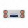 33-3/4" Stainless Rear Center Panel With Four 7 LED 4" Reflector Lights & Grommets - Red LED/Clear L