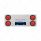 33-3/4" Stainless Rear Center Panel With Four 21 LED 4" GloLight & Grommets - Red LED/Red Lens