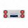 33-3/4" Stainless Rear Center Panel With Four 21 LED 4" GloLight & Grommets - Red LED/Clear Lens