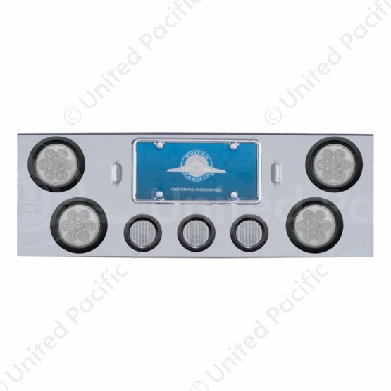 Chrome Rear Center Panel With 4X 7 LED 4" Reflector Lights & 3X 13 Red LED 2.5" Lights - Red LED/Cle