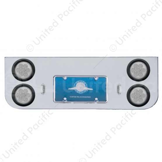 Chrome Rear Center Panel With Four 7 LED 4" Reflector Lights & Grommets - Red LED/Clear Lens