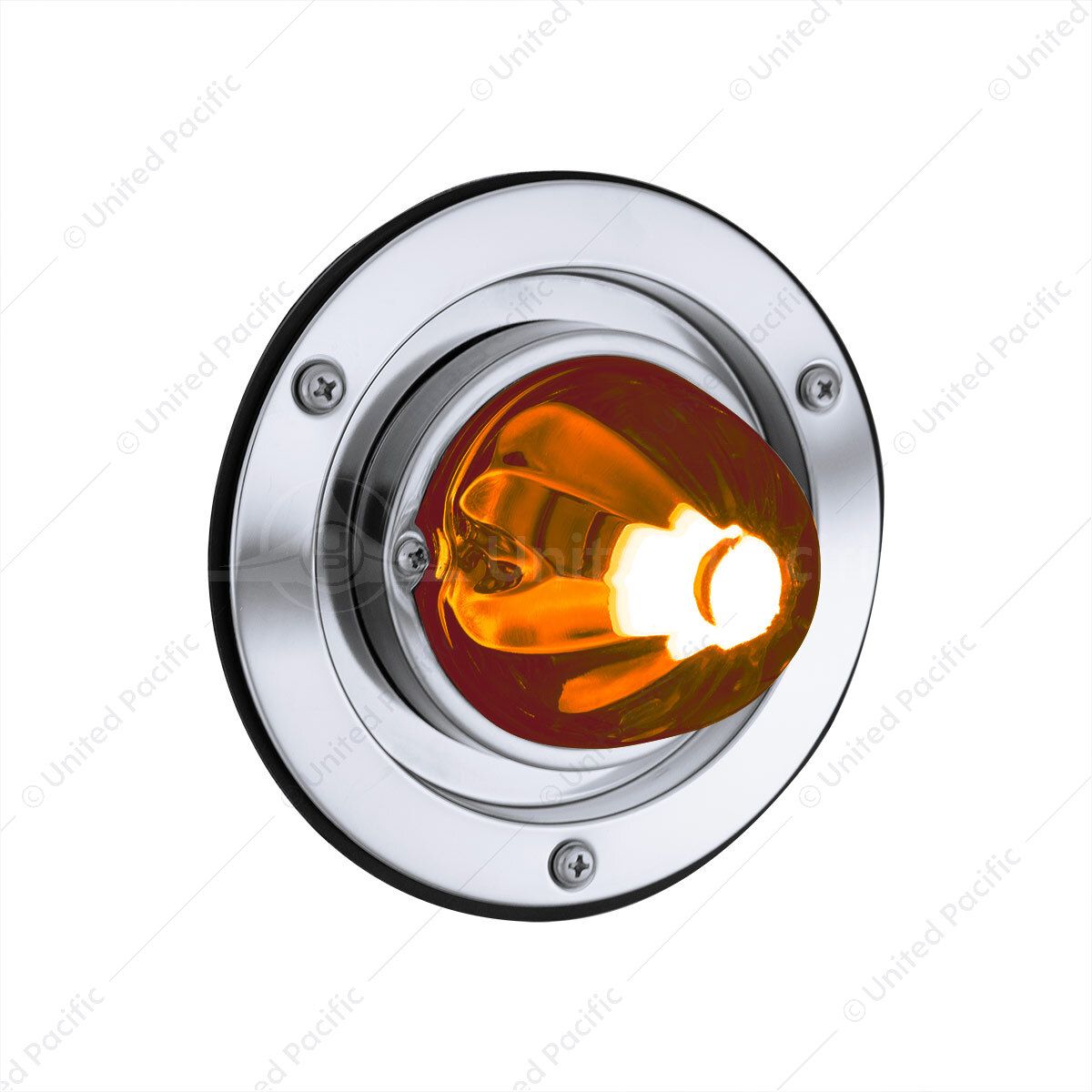 Dual Function Glass Watermelon Sleeper Bunk Kit With 304 SS Bezel & LED Bulb-Dark Amber Lens/Amber L