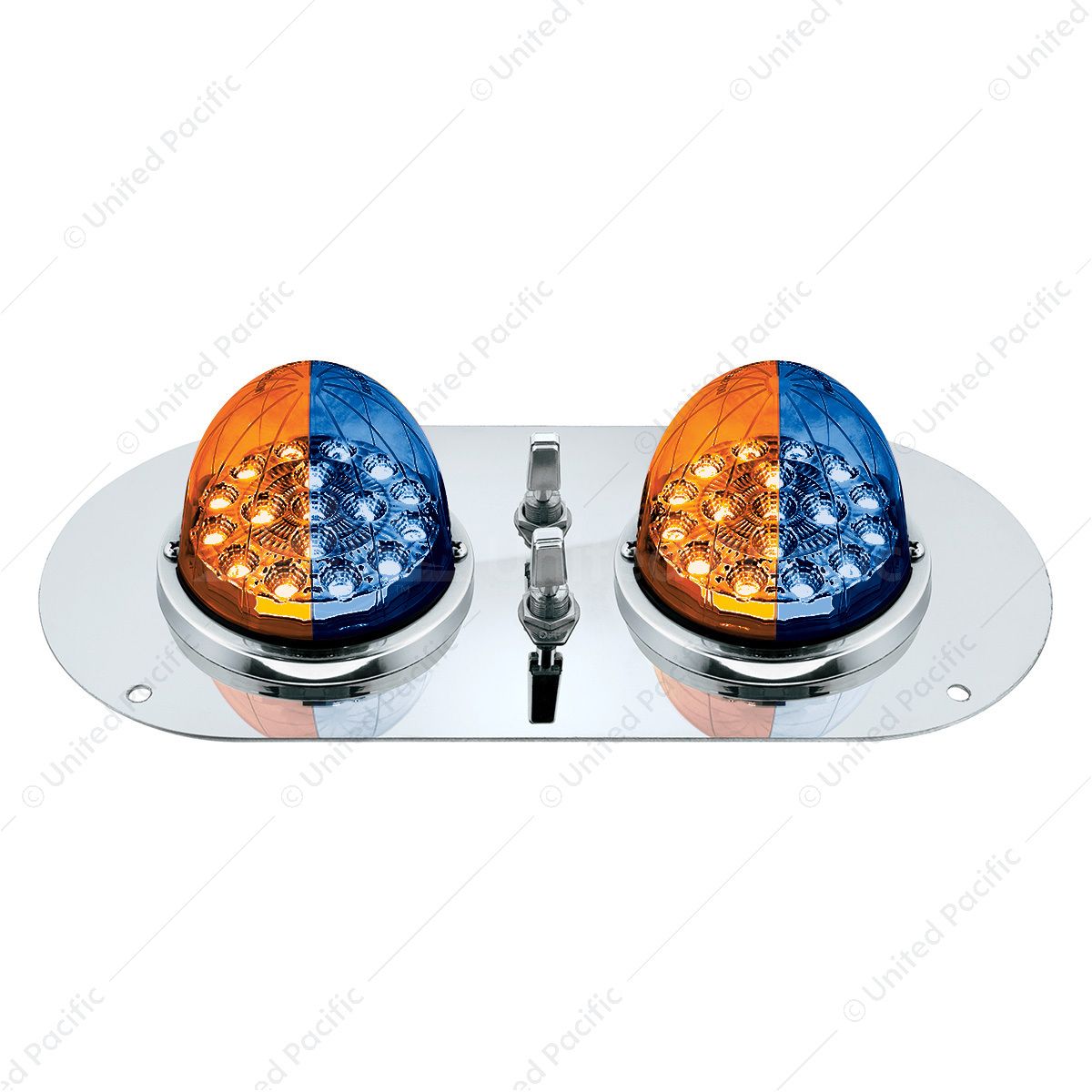 304 SS Above Door Dome Light Kit With 2 X 17 LED Double Fury Watermelon For KW & PB Trucks-Amber & B