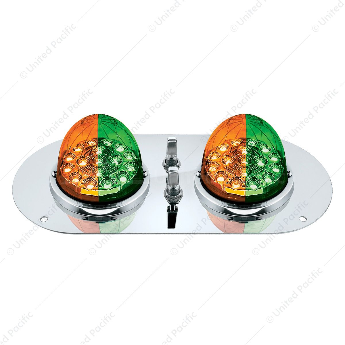 304 SS Above Door Dome Light Kit With 2 X 17 LED Double Fury Watermelon For KW & PB Trucks-Amber & G