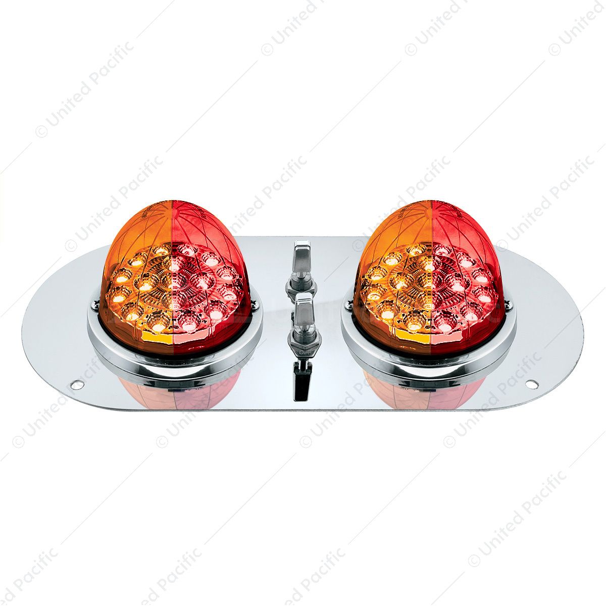 304 SS Above Door Dome Light Kit With 2 X 17 LED Double Fury Watermelon For KW & PB Trucks-Amber & R