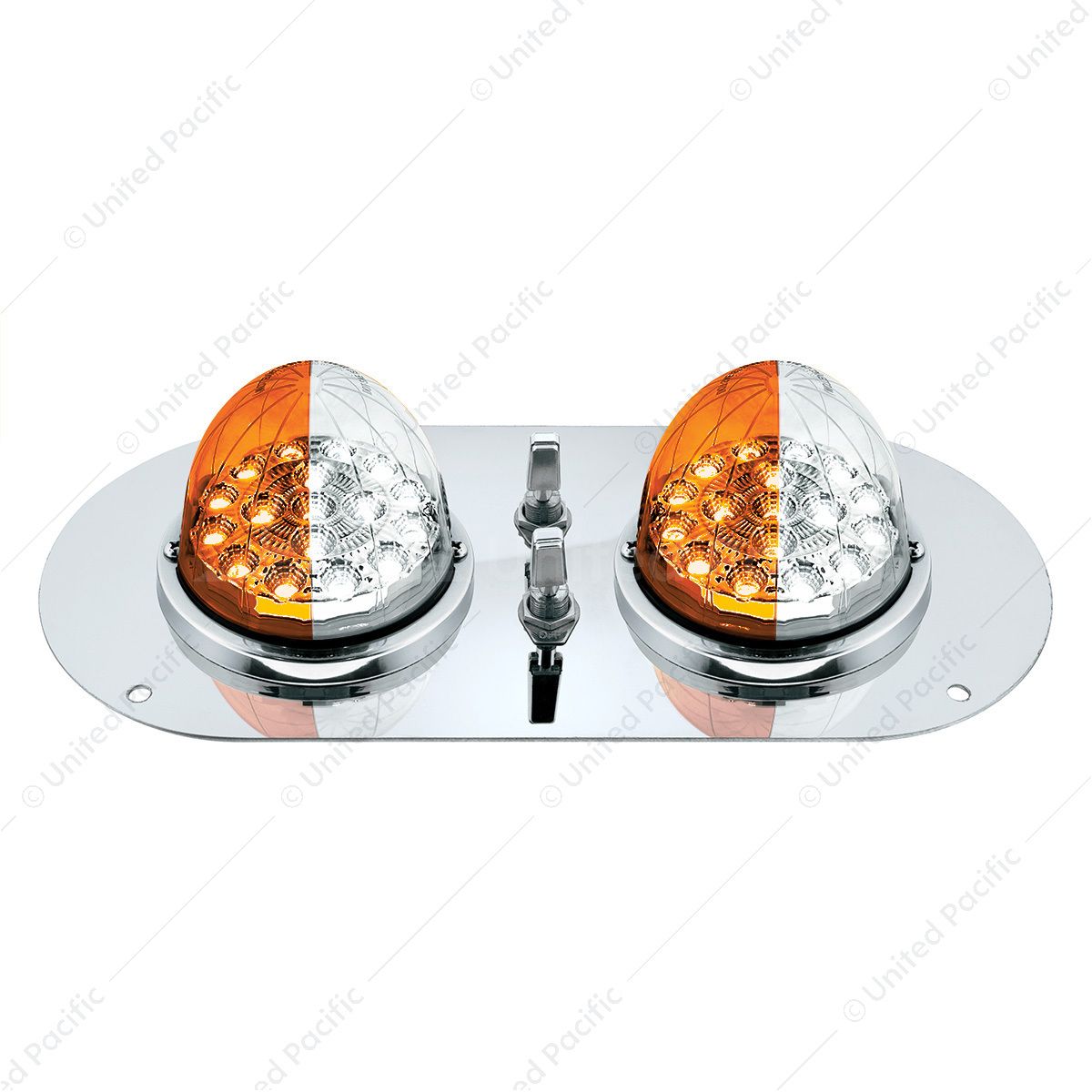 304 SS Above Door Dome Light Kit With 2 X 17 LED Double Fury Watermelon For KW & PB Trucks-Amber & W