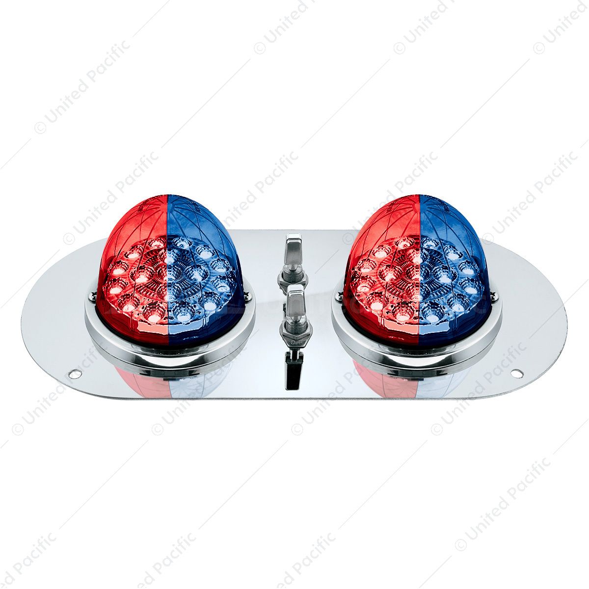 304 SS Above Door Dome Light Kit With 2 X 17 LED Double Fury Watermelon For KW & PB Trucks-Red & Blu