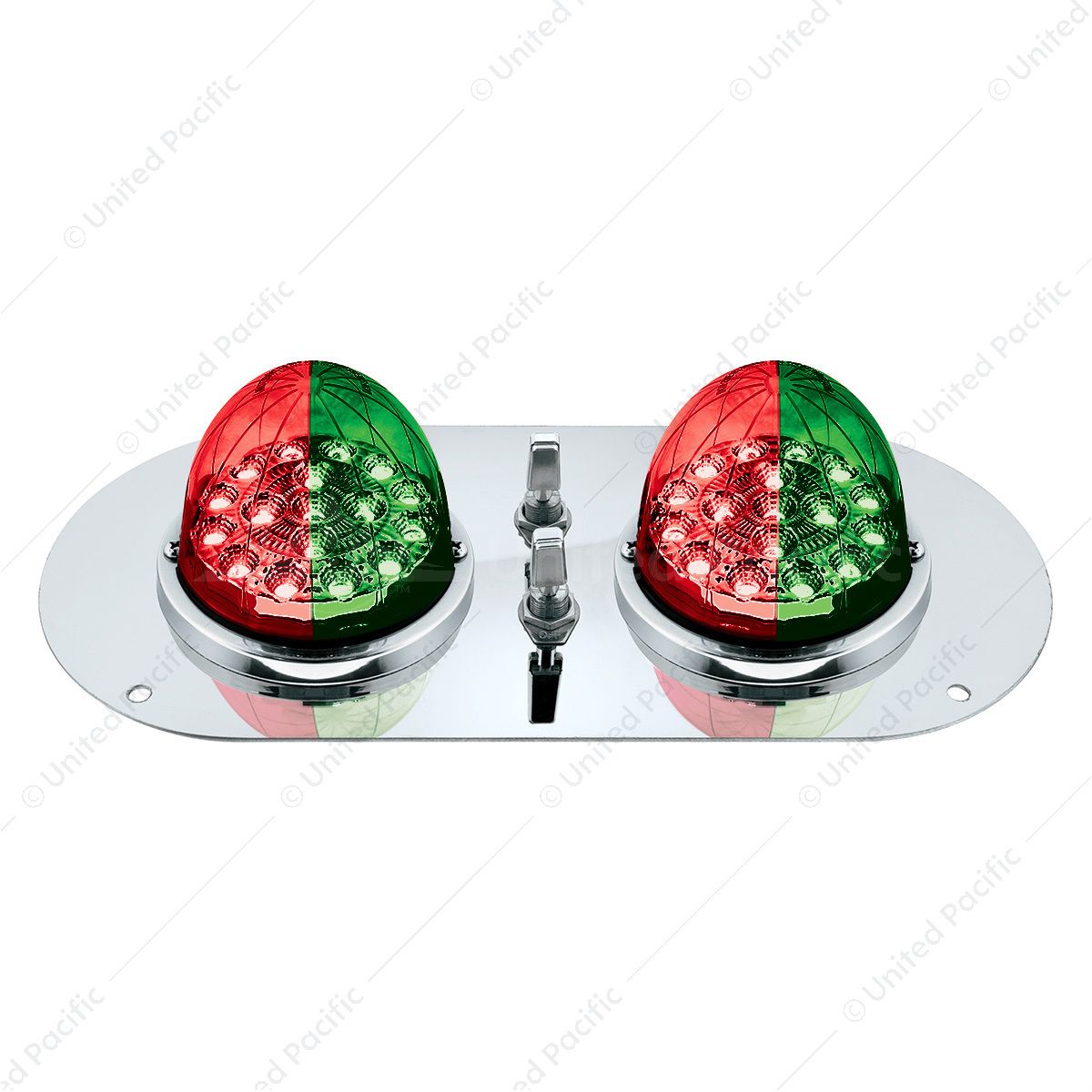 304 SS Above Door Dome Light Kit With 2 X 17 LED Double Fury Watermelon For KW & PB Trucks-Red & Gre