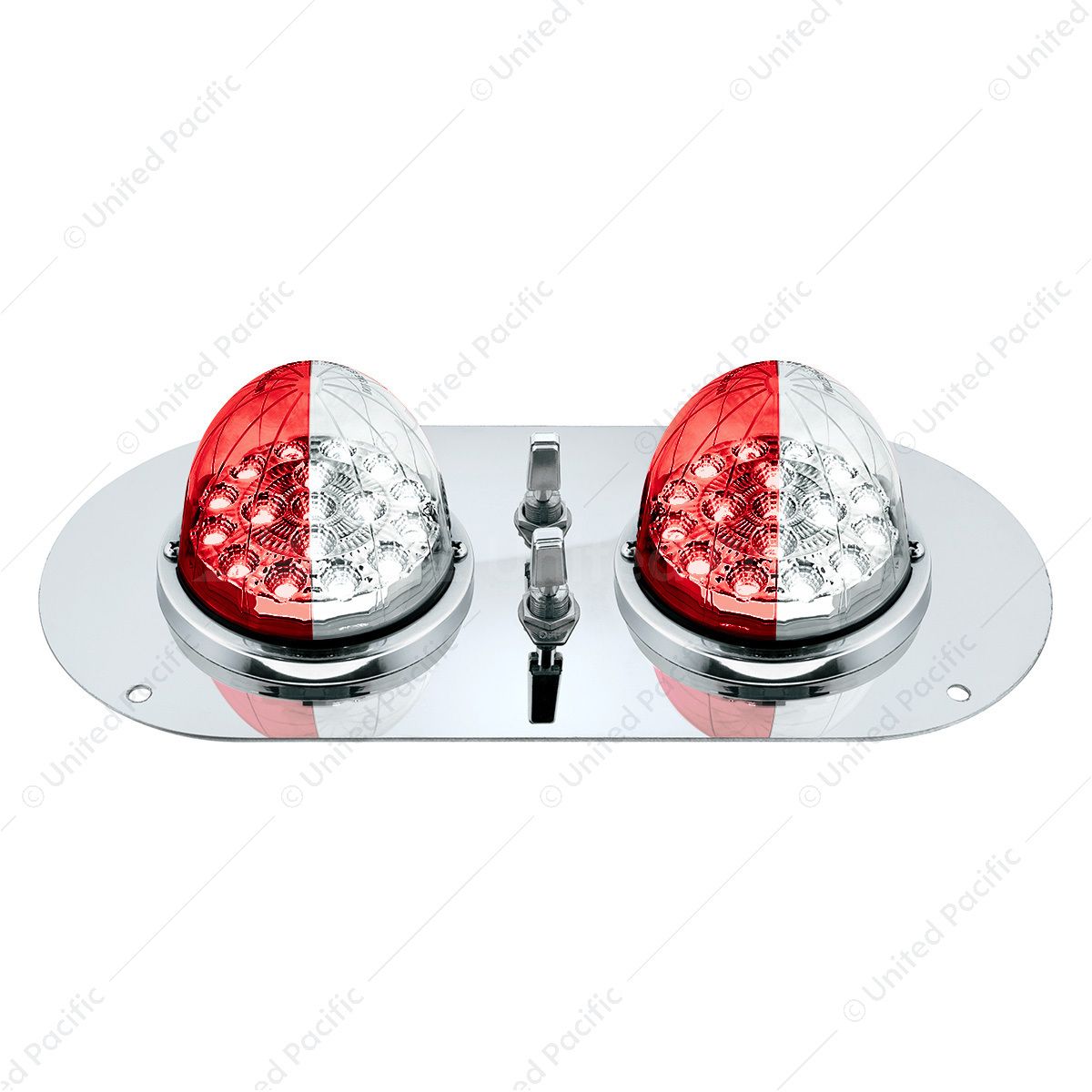304 SS Above Door Dome Light Kit With 2 X 17 LED Double Fury Watermelon For KW & PB Trucks-Red & Whi