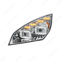 Chrome 10 LED Projector Headlight With LED Sequential Turn & DRL For 2018-2024 Cascadia - Driver
