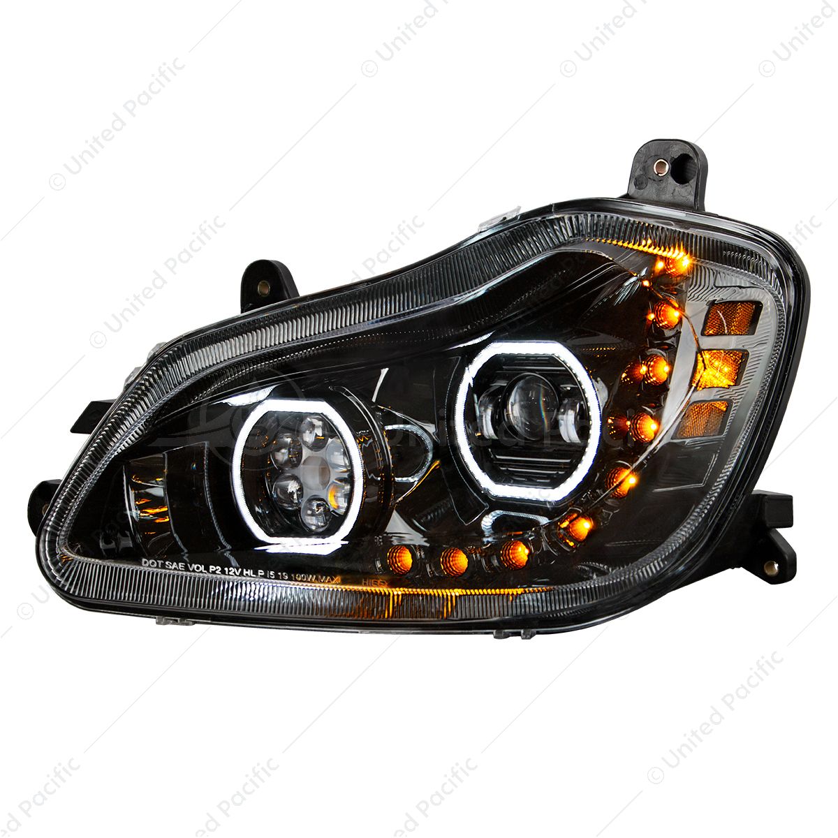 Black 10 LED Headlight For 2013-2021 Kenworth T680 - Driver Side