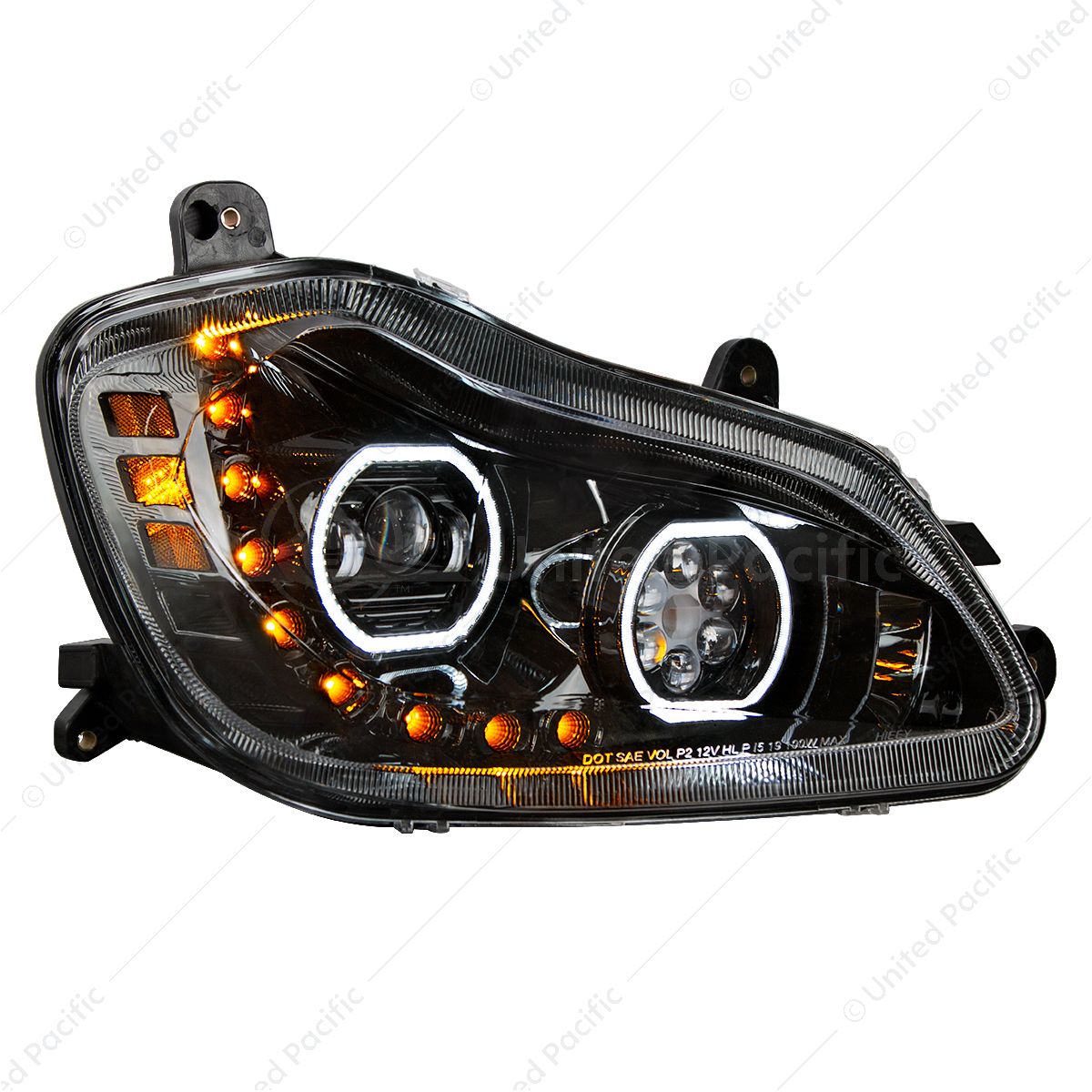 Black 10 LED Headlight For 2013-2021 Kenworth T680 - Passenger Side