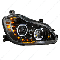 Black 10 LED Headlight For 2013-2021 Kenworth T680 - Passenger Side