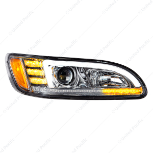 Projection Headlight With LED Sequential Turn & DRL For 2005-2015 Peterbilt 386