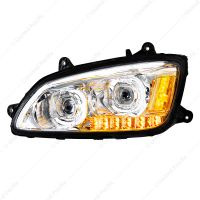 Chrome LED Headlight With LED Turn Signal & LED Position Light Bar For 2008-2017 Kenworth T660 - Dri
