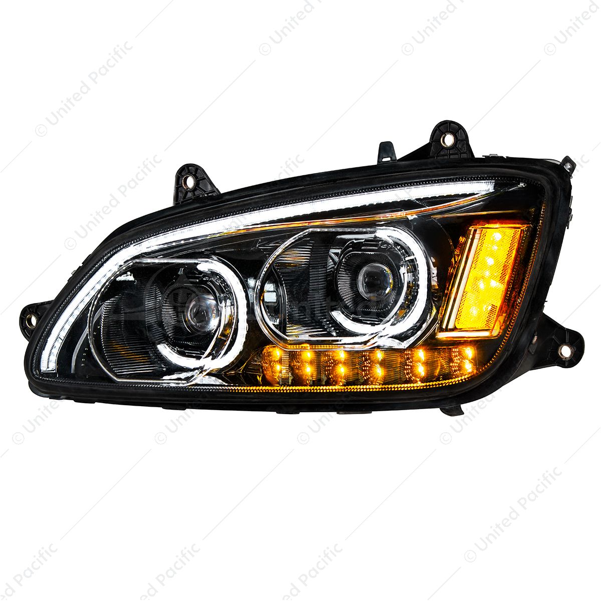 "Blackout" LED Headlight With LED Turn Signal & LED Position Light Bar For 2008-2017 Kenworth T660 -