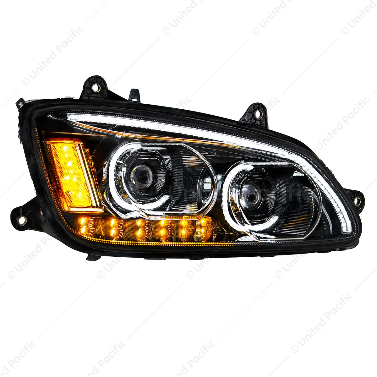 "Blackout" LED Headlight With LED Turn Signal & LED Position Light Bar For 2008-2017 Kenworth T660 -