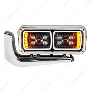 10 High Power LED "Blackout" Projection Headlight Assembly With Mounting Arm - Driver