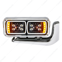 10 High Power LED "Blackout" Projection Headlight Assembly With Mounting Arm - Passenger
