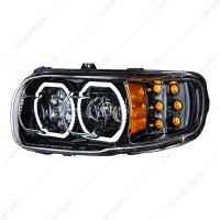 High Power 10 LED Blackout Headlight With 6 LED Turn & 100 LED Halo For 2008-2024 Peterbilt 389- Dri