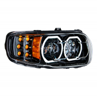 High Power 10 LED Blackout Headlight With 6 LED Turn & 100 LED Halo For 2008-2024 Peterbilt 389- Pas