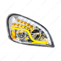 High Power LED Chrome Headlight With LED DRL & LED Turn Signal For 2008-2017 FL Cascadia - Passenger