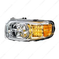 Chrome LED Headlight With LED Turn & Position Light Bar For Peterbilt 388 (2008-2015) & 389 (2008-20