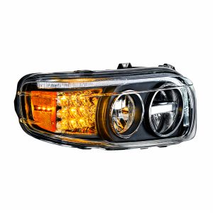 Blackout LED Headlight With LED Turn & Position Light Bar For 2008-2023 Peterbilt 389- Passenger