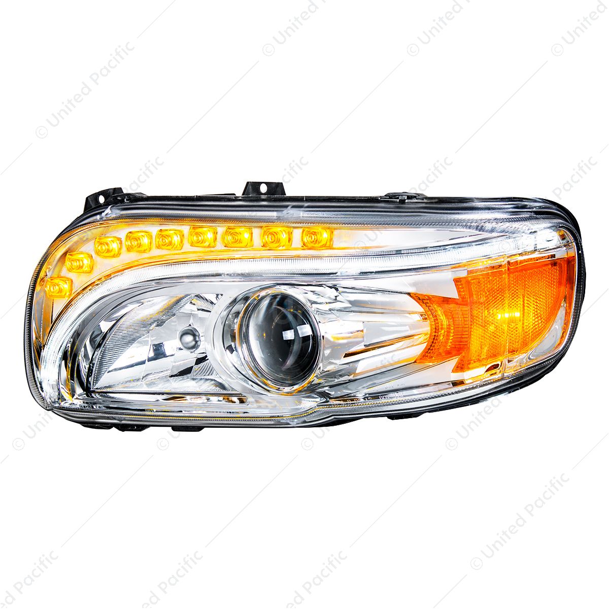Chrome Projection Headlight With LED Turn & DRL For Peterbilt 389 (2008-2023) & 388 (2008-2015)- Dri