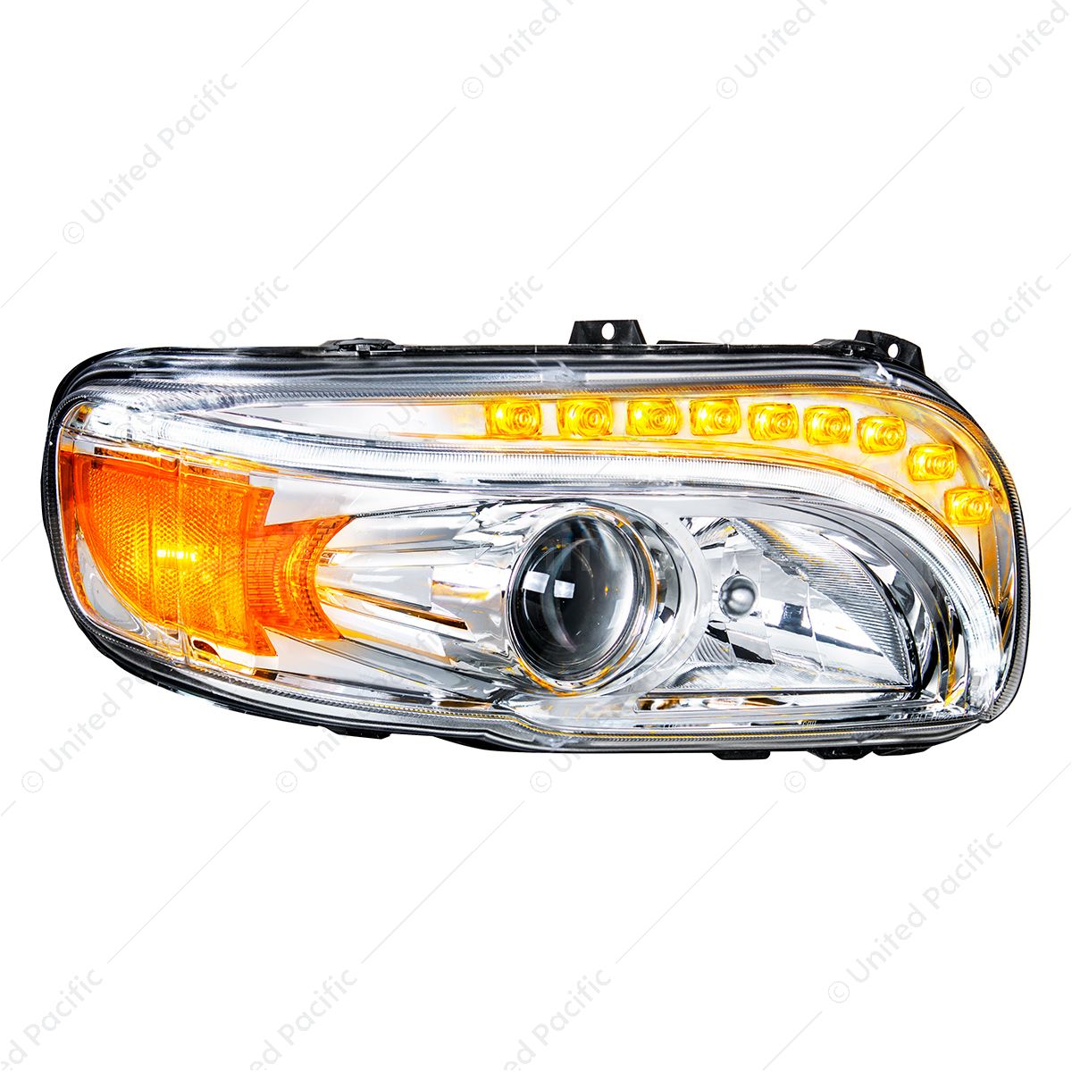 Chrome Projection Headlight With LED Turn & DRL For Peterbilt 389 (2008-2023) & 388 (2008-2015)- Pas