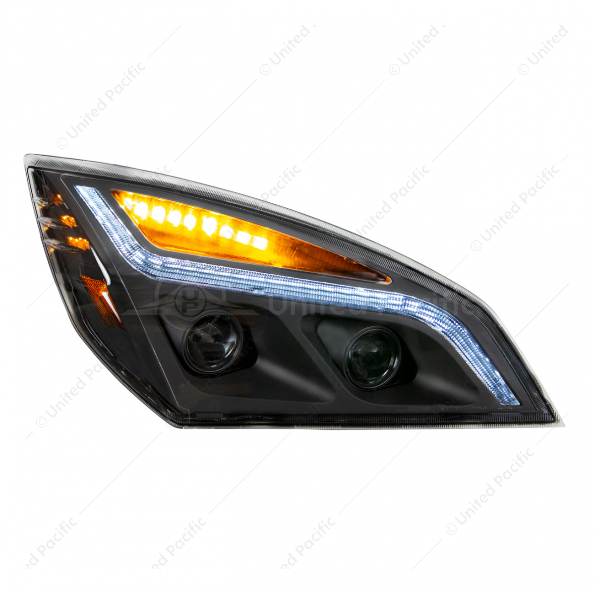 Black LED Projection Headlight With LED Position Light For 2018-2024 Freightliner Cascadia- Passenge