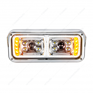 10 High Power LED Projection Headlight With LED Turn Signal & Position Light Bar