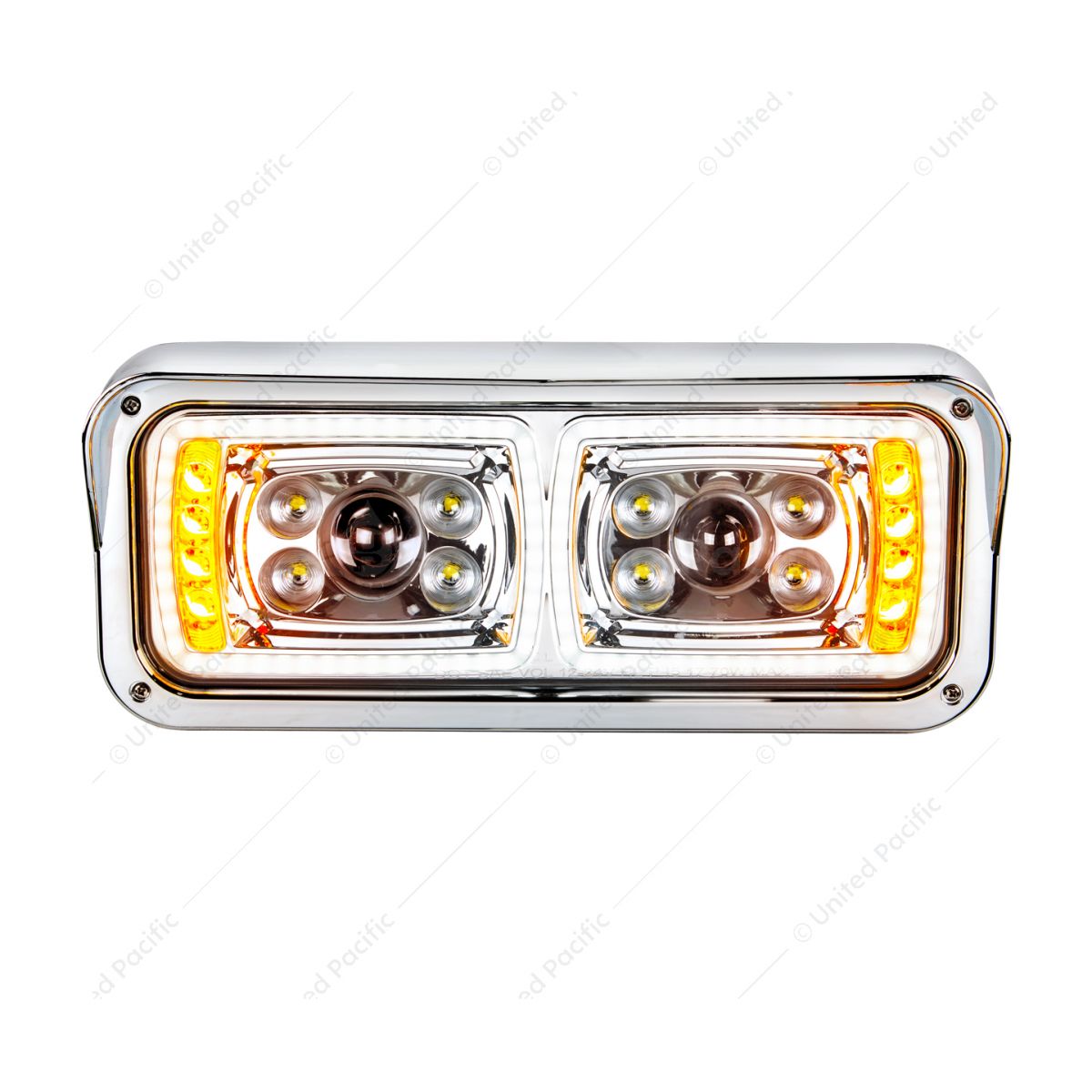 10 High Power LED "Chrome" Projection Headlight With LED Turn Signal & Position Light Bar - Passenge