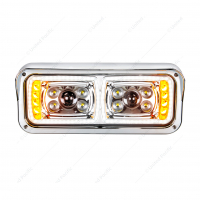 10 High Power LED "Chrome" Projection Headlight With LED Turn Signal & Position Light Bar - Passenge