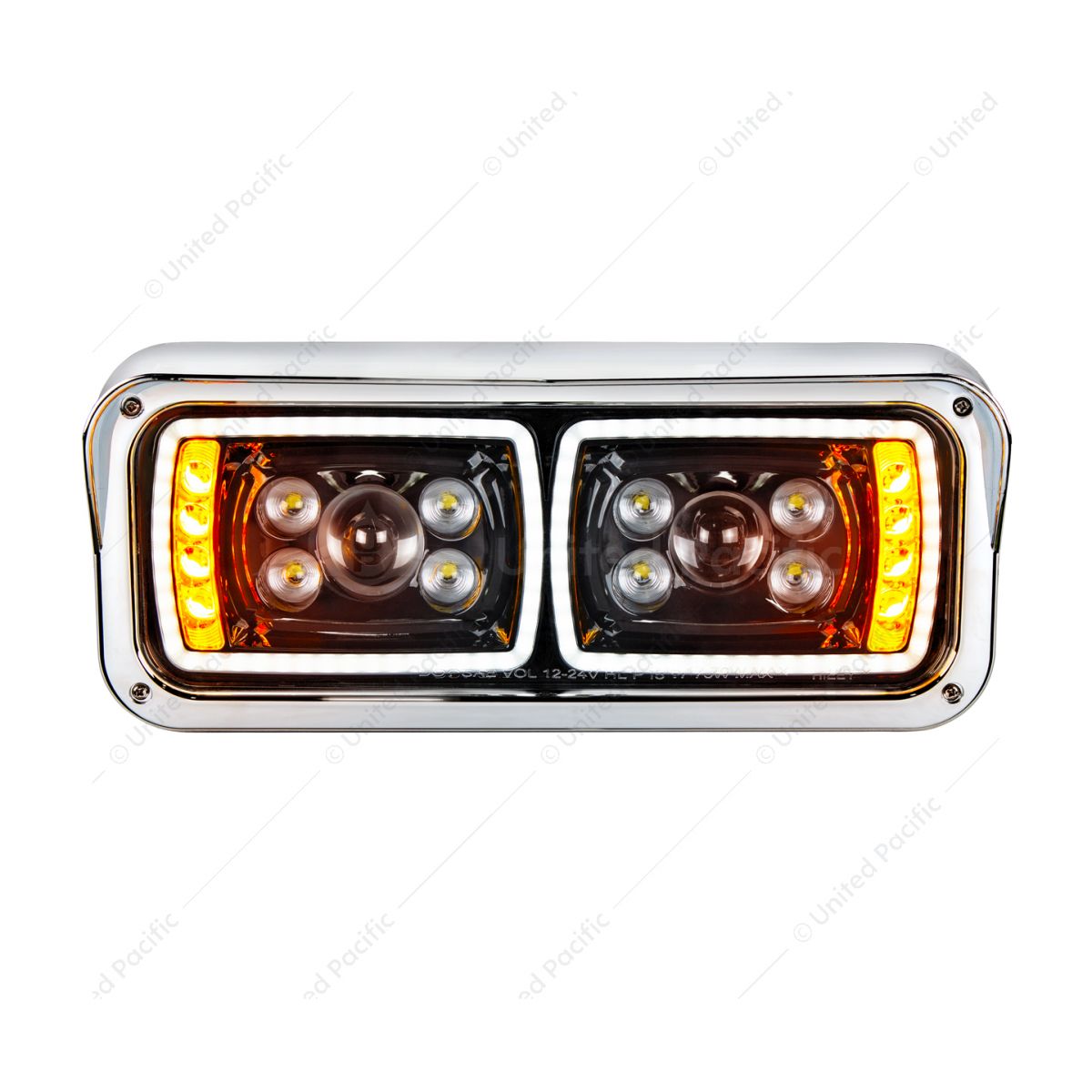 10 High Power LED "Blackout" Projection Headlight With LED Turn Signal & Position Light Bar - Driver