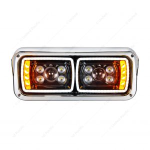 10 High Power LED "Blackout" Projection Headlight With LED Turn Signal & Position Light Bar - Driver