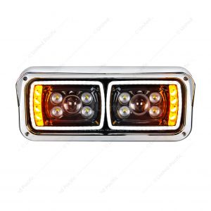 10 High Power LED "Blackout" Projection Headlight With LED Turn Signal & Position Light Bar - Passen