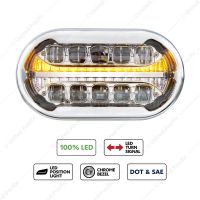 ULTRALIT PLUS High Power 10 LED Projector Chrome Headlight With 15 LED Dual Color Light Bar & Chrome