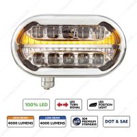 ULTRALIT PLUS High Power 10 LED Projector Chrome Headlight With SS Peterbilt 359 Style Housing - Dri