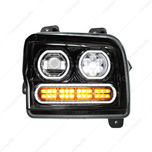 High Power 10 LED Blackout Headlight With 24 LED Turn & 100 LED Halo For 2019-2024 Kenworth W990-Pas